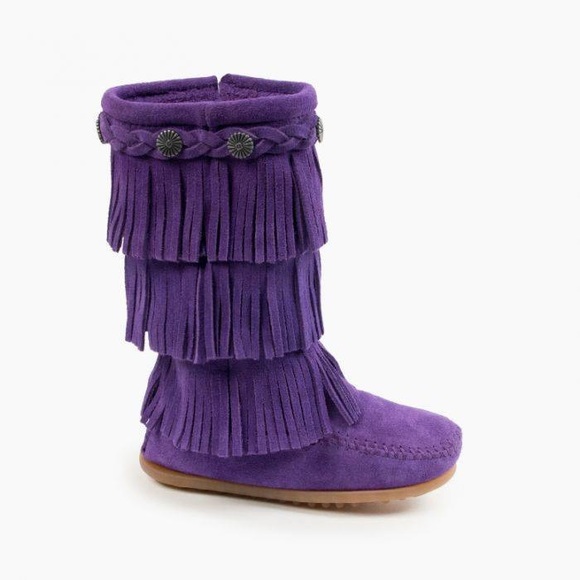 minnetonka purple fringe boots
